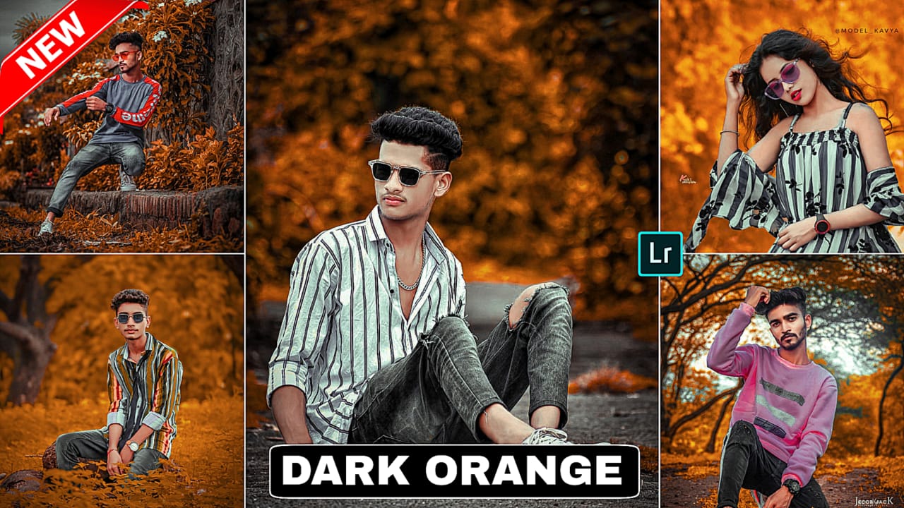 dark black and orange lightroom preset