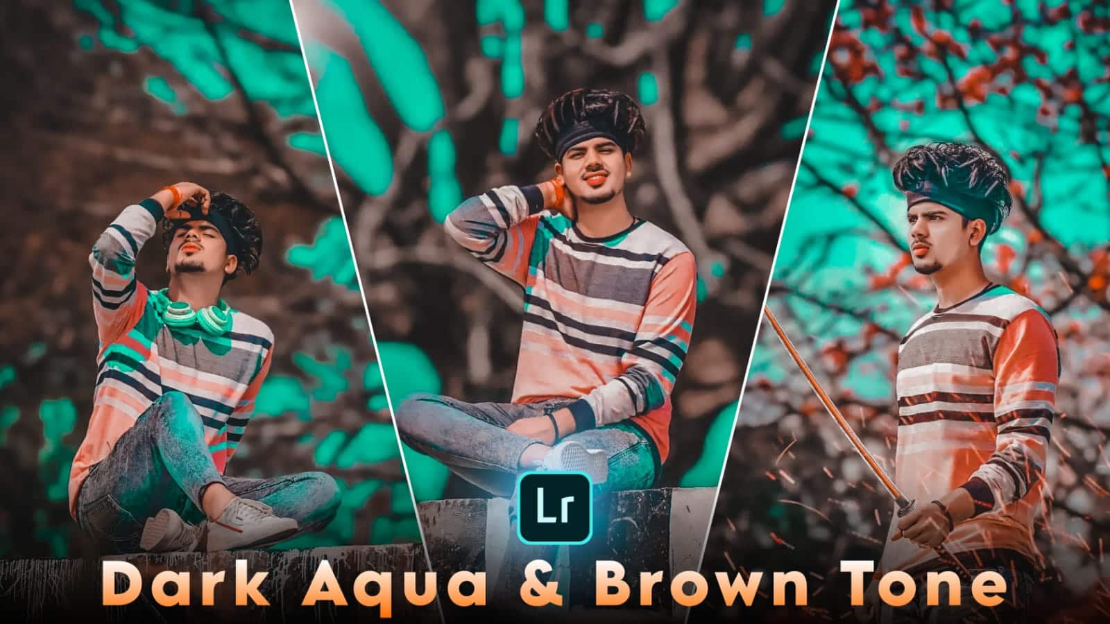 dark aqua and brown tone preset