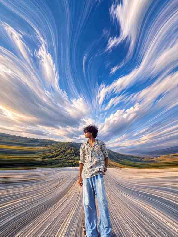 Cinematic Pixel Stretch Artwork Photo Editing Prompt